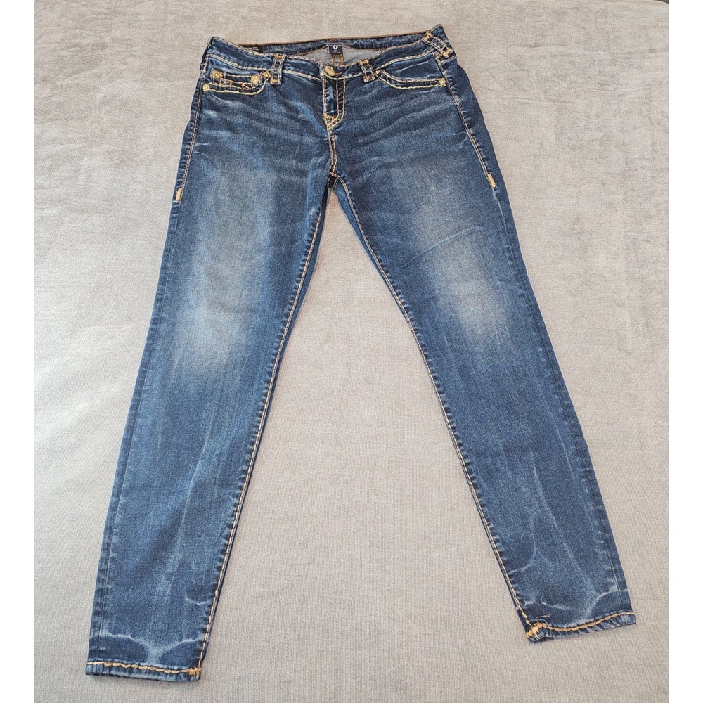 True Religion Halle Jeans Womens Size 31 Blue Mid Rise Super Skinny Denim